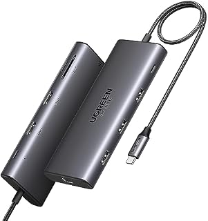 UGREEN Revodok Pro USB C Docking Station 2HDMI, Ethernet, 4x porty USB C/USB A, szybkie ładowanie PD 100W, czytnik kart SD/TF Hub USB C 10 w 1