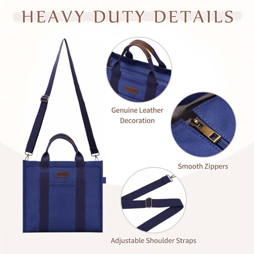 Image of VASCHY Canvas Tote bag, Casual Reusable Work Totes for Women Teachers with Zippers Pockets Crossbody Shoulder Bag Purse