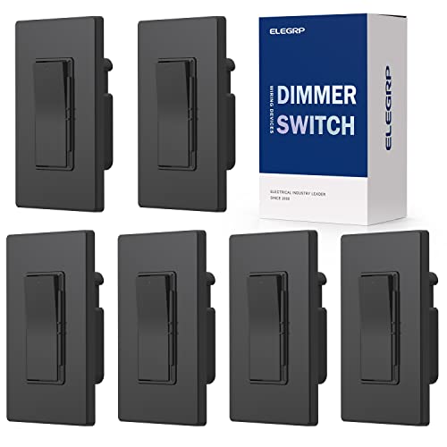 ELEGRP Digital Dimmer Light Switch for 300W Dimmable LED/CFL Lights and 600W Incandescent/Halogen, Single Pole/3-Way LED Slide Dimmer Light Switch, Wall Plate Included, UL Listed, 6 Pack, Matte Black ELEGRP Digital Dimmer Light Switch for 300W Dimmable LED/CFL Lights and 600W Incandescent/Halogen, Single Pole/3-Way LED Slide Dimmer Light Switch, Wall Plate Included, UL Listed, 6 Pack, Matte Black