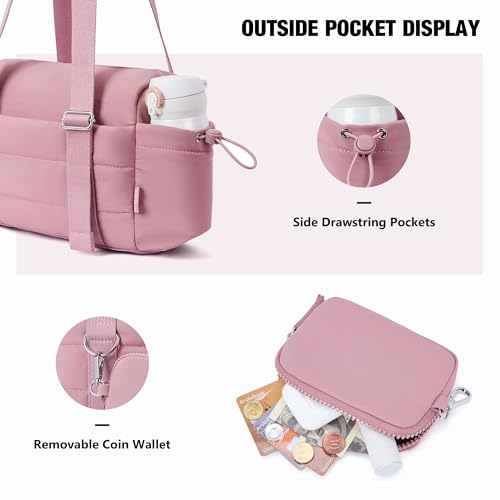 Image of ROULENS Small Gym Bag for Women 2 Set Mini Gym Duffle Bag with Wet Compartment and Coin Wallet, Gym Tote Bag for Workout /Sport /Travel