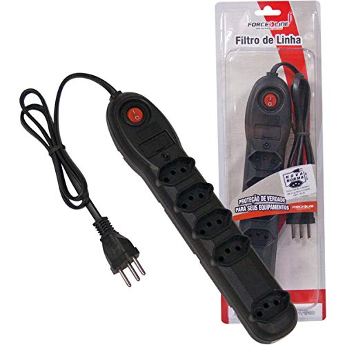 Filtro de Linha com Disjuntor 5T, Force Line, Acessórios para Computador, Preto