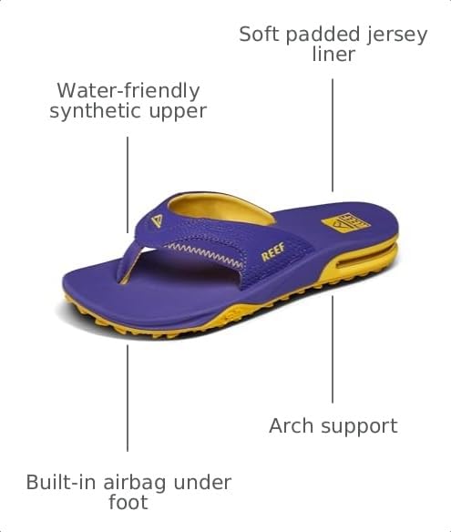 Reef Fanning Pregame Mens Bottle Opener Flip Flop, Arch Support, Durable Outsole, Water Friendly, Purple/Gold, 11 - image 3