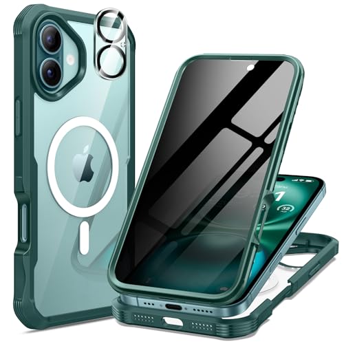 seacosmo for iPhone 16 Phone Case with Privacy Screen Protector Green - image 1