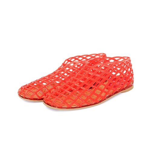 Image of Jelly Mesh Ballet Flats for Women Clear Hollow Jellies Flat Sandals Round Toe Slip On Beach Balleria Flat Shoes