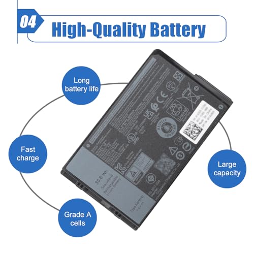Image of 35.6Wh 6WVHD Laptop Battery Replacement for Dell Latitude 7230 Rugged Extreme Tablet T06H T06H001 Series Notebook FNW8F VDDJY 0VDDJY JM6CX 0JM6CX 451-BDDY 7.6V 4457mAh