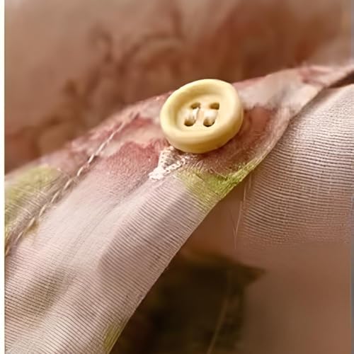 Image of Gufrina Women's Light Rose Floral Printed Button Down Shirt with Mandarin Collar and Relaxed Fit 3 /4 Sleeves