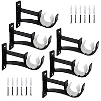 3 Staffe Per Asta Tenda Regolabili In Ferro Marrone | Set Con Viti E Tasselli Per Aste Ø 2,5 Cm | Supporti Per Tendaggi E Arredo Casa - 3