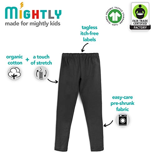Mightly Girls' Leggings - Organic Cotton with a Touch of Stretch, Dance & Running Yoga Pants, Basic Tights for Kids,Pack of 32