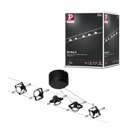 Paulmann 94290 Seilsytem Mac II carré max. 5x10 watts lampe suspendue Noir mat lampe sur câble Métal, plastique éclairage GU5,3