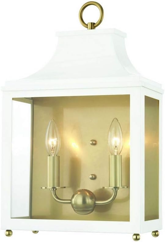 Mitzi H259102-AGB/WH Leigh - 2 Light Wall Sconce 18.75 inches Tall and 11.25 inches Wide - Aged Brass/Soft Off White