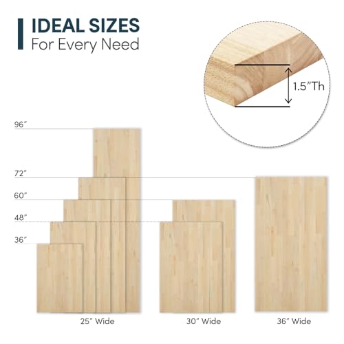 Tabla de cortar para cocina AllForWood de madera Rubberwood sin acabado, rectangular, 121.92 x 76.20 x 3.81 cm miniatura 4