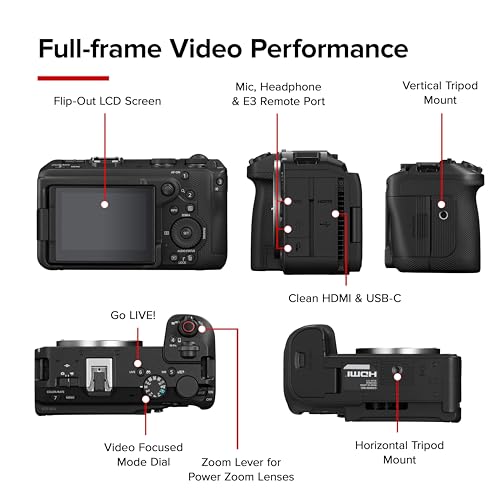 Image of Canon EOS R6 V Mirrorless Camera with RF20-50mm F4 L is USM PZ Lens, Full-Frame Sensor, 7K /4K Video, Vertical Video, Ultra-Wide Power Zoom Lens, Open Gate Video, Full-Size HDMI, for Content Creators