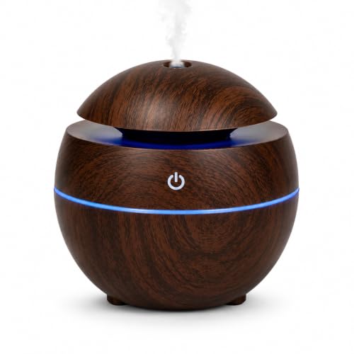 Image of Ultrasonic Aroma Humidifier 130ml USB Essential Oil Diffuser with 7 Color LED Light, Cool Mist Air Humidifier for Home, Office, Bedroom, Yoga, Spa & Car (Wood Grain)