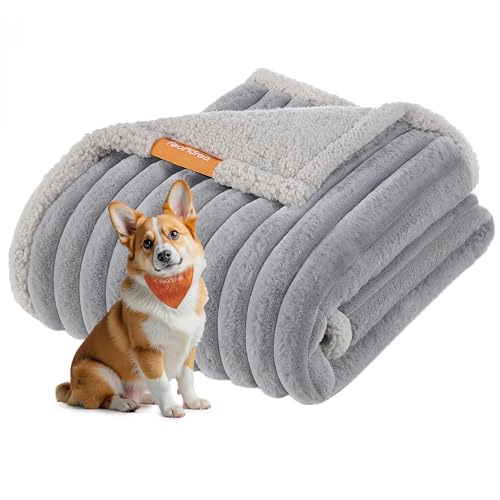 Feandrea Alfombra Impermeable para Perros, Tamaño L, 127 X 102 cm, para Perros Pequeños y Medianos, Diseño Reversible, Funda de Sofá, Lavable, Gris Paloma y Gris Claro PPB035G01