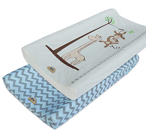 Image of BlueSnail Ultra Soft and Comfortable Changing Pad Cover 2pk by(Blue+Giraffe)