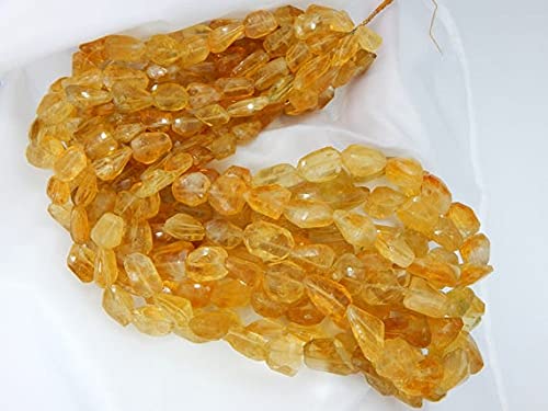 Citrine facettée tumble perle naturelle 16.5x14mm pour fil de pierre lithothérapie DIY