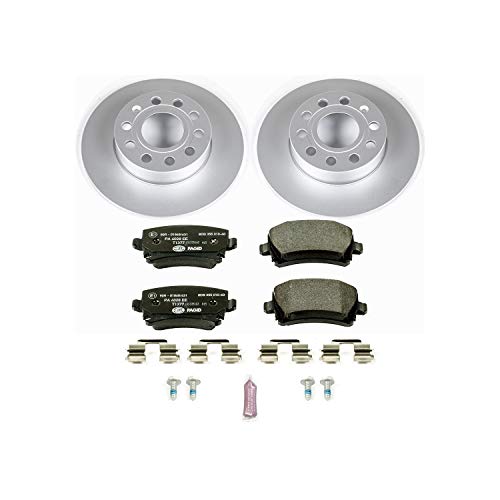 Image of PowerStop Euro-Stop Fully Coated Rear Brake Kit For Audi A3 2008 |Volkswagen Jetta 2005-10 |Rabbit 2006-09 - ECE-R90 Certified Brake Pads + Disc Rotor Upgrade, ESK4627
