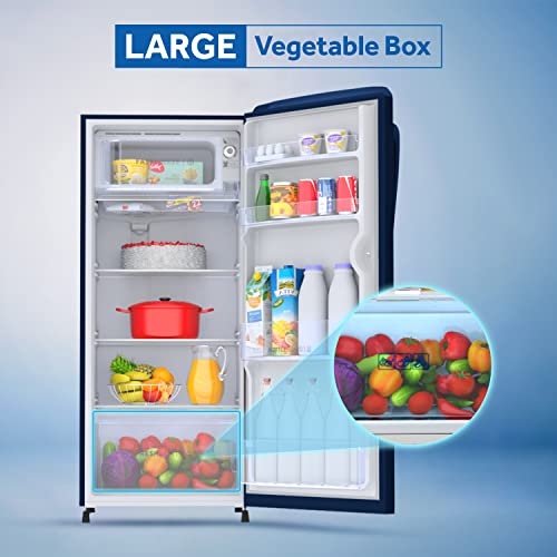 Image of Haier 182 L 2 Star Direct Cool Single Door Refrigerator Appliance, Diamond Edge Freezing Technology (HED-18BML-E, Marine Lily, 2022 Model)