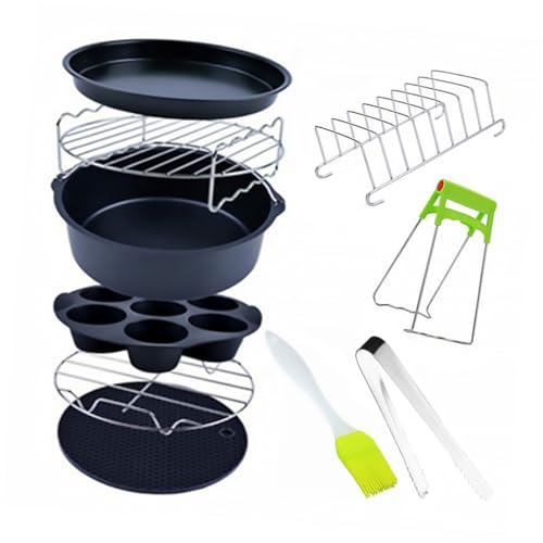 jojofuny Juego de 9 Piezas de Accesorios para Freidora de Aire de 6 Pulgadas Parrilla Multiusos con Molde para Pizza y Cupcakes Kit para Hornear Compatible con Freidoras Color Aleatorio
