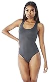 Emma's Mode Women/Junior One Piece Sleeveless Leotard Thong BodySuit (One Size, Charcoal)