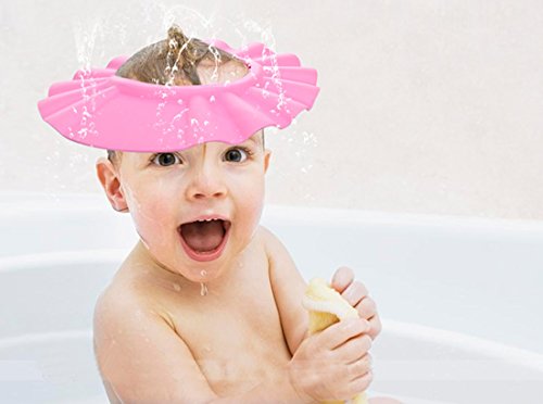 1 Pcs Resizable Adjustable Soft Baby Babies Kids Children Shampoo Bath Bathing Shower Cap Hat Shield for Wash Washing Hair + a Keychain
