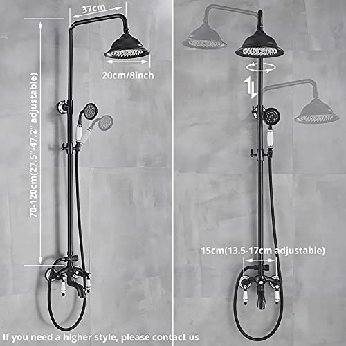 Combinaison de douche noire avec ensemble de robinet de douche à main