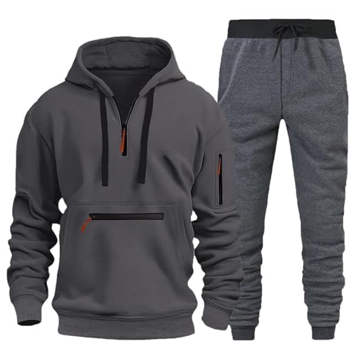Ensemble sweat à capuche et pantalon homme deux pièces thermique XL