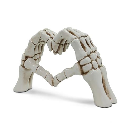 Escultura Manos Esqueleto Corazón 24 cm Decoración Gótica