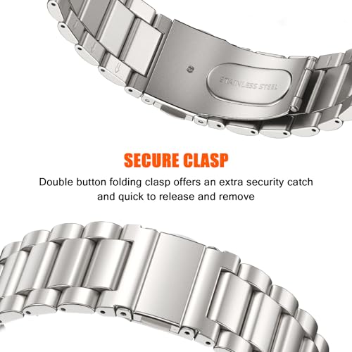 V-MORO Strap Compatible with Galaxy Watch 46mm(2019) Bands/Gear S3/Gear S3 Classic/Galaxy Watch 3 45mm Band Men Solid Stainless Steel Replacement (Not for galaxy watch 4 classic 46mm),Titanium by V-MORO - Image 6