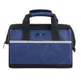 ROCKCOON Tool Bag 13'', Wide Mouth Tool Organizer for Tool Storage, Heavy Duty and Water Proof, Blue & Black