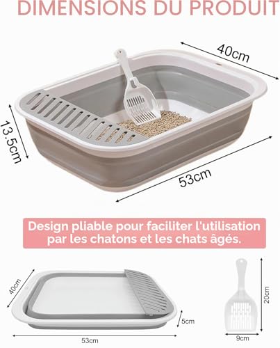 Bac à litière chat âgé avec entrée basse anti-projections