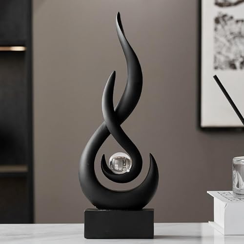Estatua decorativa negra abstracta de resina 29.5 cm