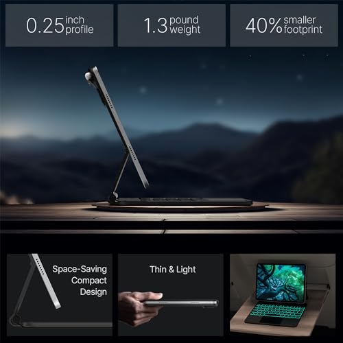 Image of typecase Edge Keyboard Case for iPad 11th Gen A16 (2025) & 10th Gen 10.9 inch (2022) - Multi-Touch Trackpad, 11-Color Backlit Magic-Style Keyboard - Floating Magnetic Stand, Pencil Holder - Black