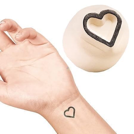 LaDot Temporary Tattoo Stamp Easy-to-Use Reusable Ceramic Skin Stamp for Creating Custom Temporary Tattoos Fun Body Art Tool for Parties Events and Festivals (Open Heart Small)