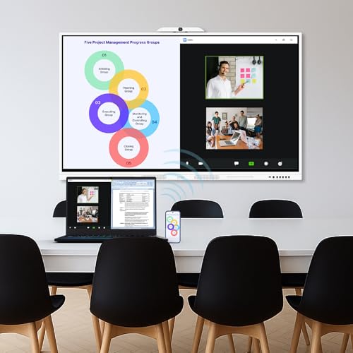 Image of GTek 65 inch Smart Board, 4K Interactive Whiteboard, Touch Screen Digital Electronic Whiteboard with Android 13 (16+256GB) & Windows i7 Dual OS for Classroom, Office, Business and Home