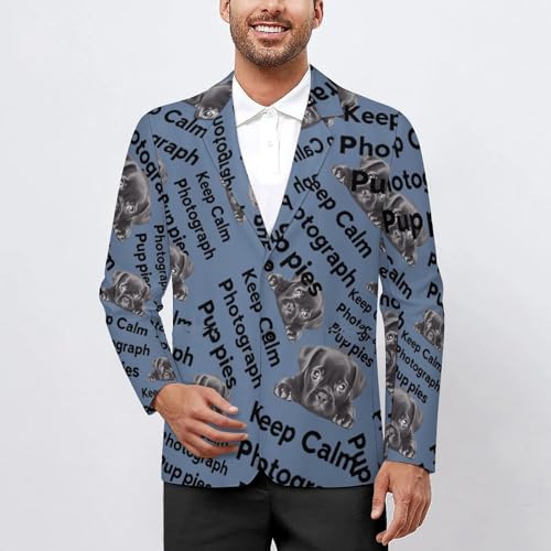 Keep Calm and Photograph Puppies Men's Slim Suit Long-Sleeve Prom Tuxedo Classic Two Button Business Jacket2