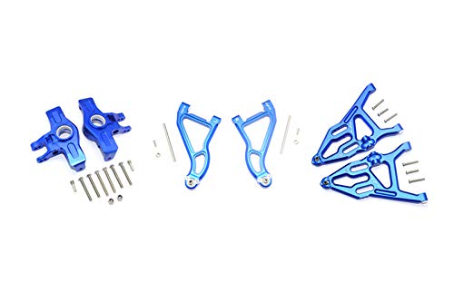 GPMfor Traxxas Unlimited Desert Racer 4X4 (#85076-4) Upgrade Parts Aluminum Front Upper & Lower Arms + Knuckle Arms Set - 28Pc Set Blue