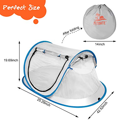 FITNATE Baby Beach Tent, Portable Baby Travel Tent UPF 50+ with Moisture-Proof Pad Infant Sun Shelters Pop Up with Storage Bag,2 Pegs for Outdoor and Indoor Use