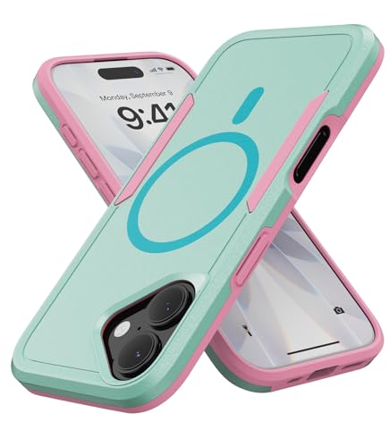 Coque iPhone 17 antichoc MobNano DBM vert rose accessoire de protection rigide et silicone souple