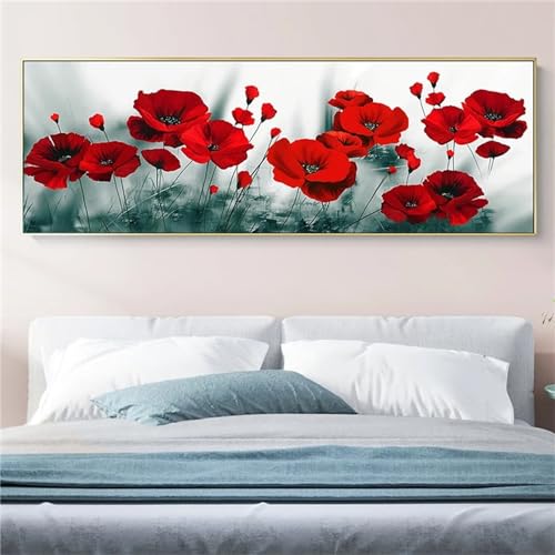 Diamond painting grand format fleurs de coquelicots 90x270cm broderie diamant adulte