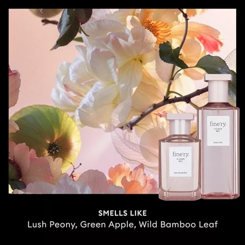 Image of Fine'ry Flower Bed Peony Apple Hair + Body Fragrance Mist Spray for Women - Long-Lasting, Floral, Fresh, Clean Scent with Lush Peony, Green Apple & Blooming Jasmine, Vegan, Gift for Girls (5 Fl Oz)