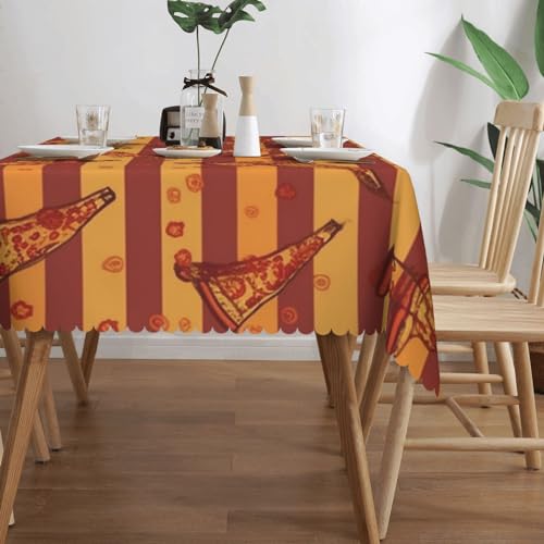 Nappe rectangulaire à rayures dorées 137x183 cm lavable pour table de cuisine