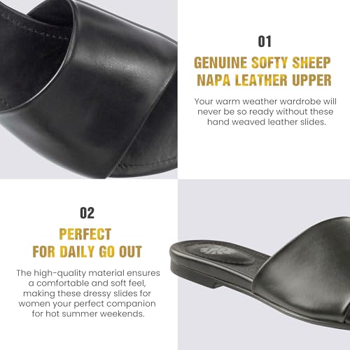 JATAREA Women’s Slip-On Flat Sandals with Round Open Toe | Dressy Summer Slides for Women4