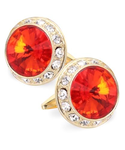 Large Bling Color Stone Cuff Links for Men – Tuxedo Suit Accessories, Cufflinks for Men
