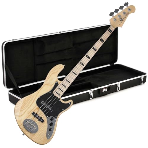 Lakland Skyline Darryl Jones DJ-4 Bass Guitar, Natural, Maple Fingerboard, Gator GC-Bass Deluxe ABS Bundle