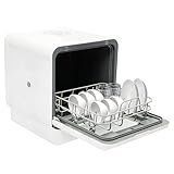 OUKANING Mini Geschirrspüler mit 4 Programmen (Standard/Intensiv/Schnell/Obst), Kompakter Tischgeschirrspüler, Freistehender Spülmaschine Tischspülmaschine 6L Wassertank für 4-6 Personen, Weiß Kleine