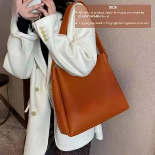 Image of Women's Brown Handbag - Stylish PU Leather Sling & Shoulder Bag with Adjustable Strap | Elegant Daily Office & Casual Tote Bag