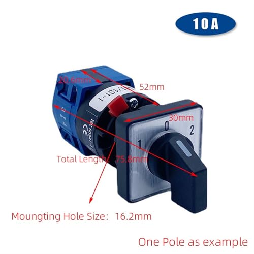 Interrupteur à came rotatif LW26-10S 10A inverseur de source tripolaire 16mm