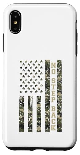 No Step Back Distressed USA American Flag Camo Aesthetic �X�}�z�P�[�X iPhone XS Max �p