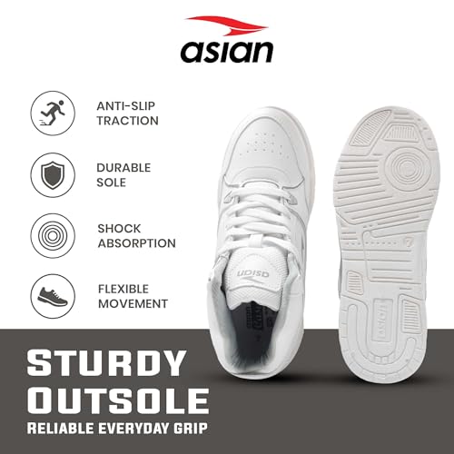 Image of ASIAN Tango-11 Men's High Top Sneakers | Stylish & Lightweight Lace-Up Shoes | Cushioned Sports Sneakers for Men | Ideal for Casual, Daily Use & Travel